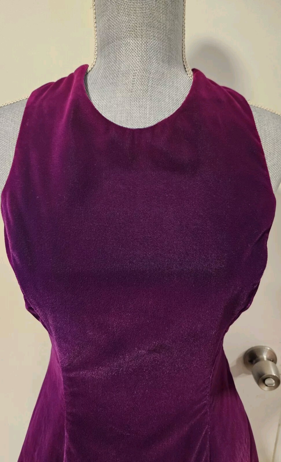 Scarlet Nite Size 5/6 Purple Velvet Mini Dress Chiffon Fit And Flare Vintage 80s