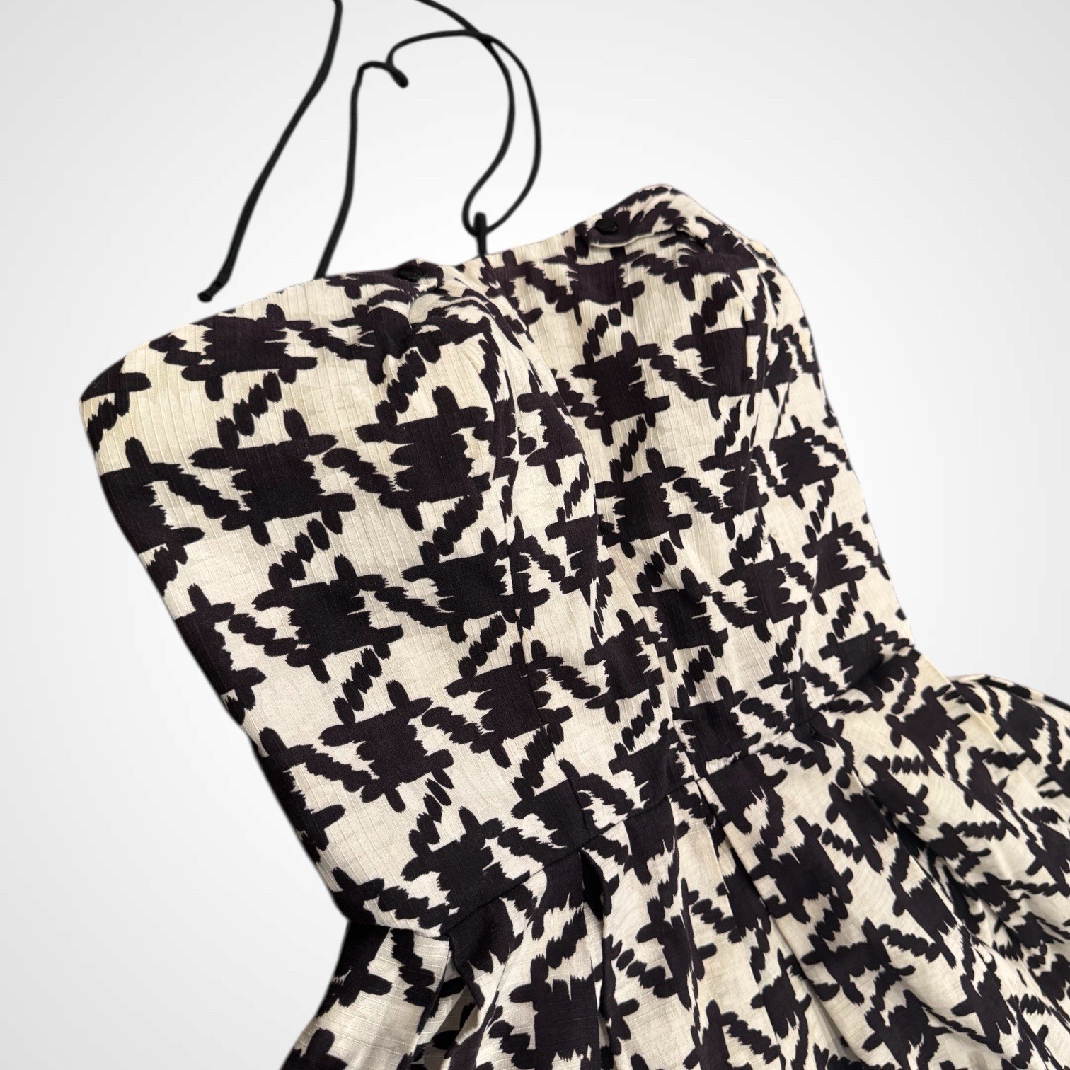 Vintage 50s Houndstooth Check Strapless New Look Fit & Flare Party Dress Town M