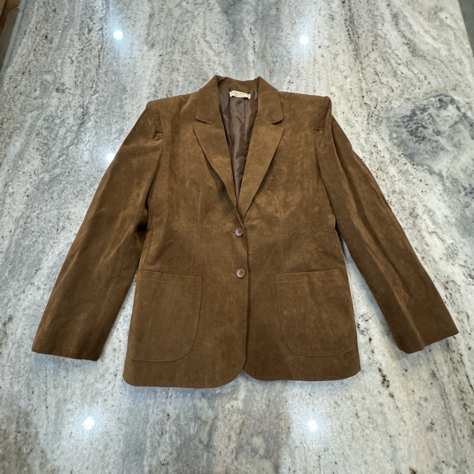 VTG 70s Lilli Ann Adolph Schuman Ultra Suede Blazer Brown Union Made Sz Small