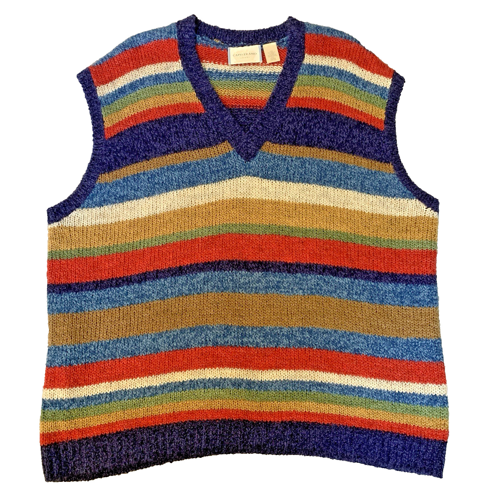 VTG 80s Capistrano Jeans Colorful Striped Sweater Vest Women’s XL Taiwan R.O.C