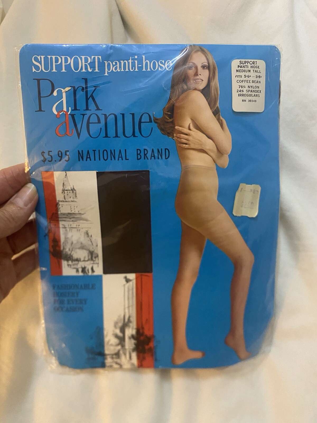 VTG NIP Park Avenue Support Pantyhose M Tall Brown Coffee Bean 70’s