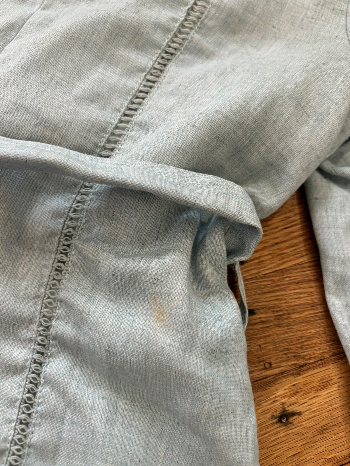1960s Women’s Made JAPAN Light Blue Jacket,wide Collar.belt,small