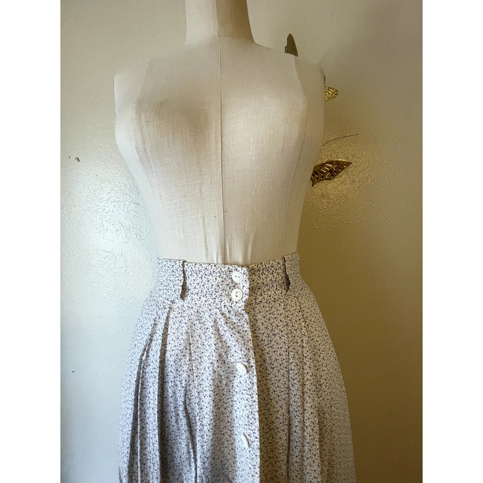 Vintage Ralph Lauren Calico Maxi Skirt Sz 6 Prairie Pleated Pockets 80s Cotton