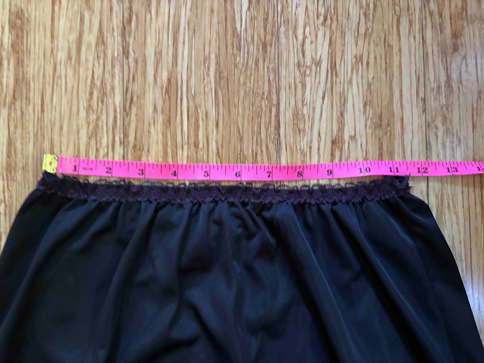 Vintage Black Nylon Half Slip Avian Large ILGWU USA Lace Trim Goth Cottage