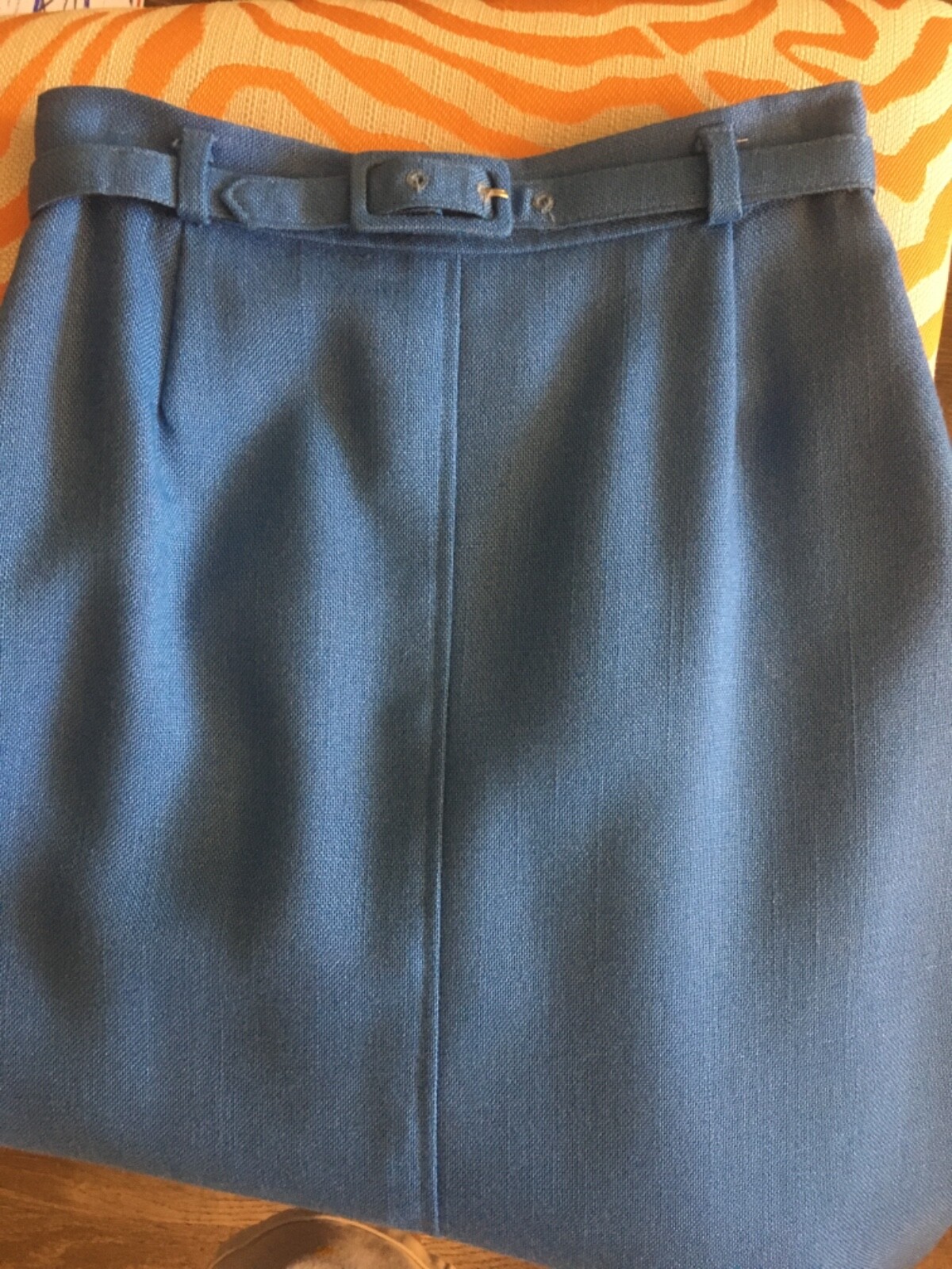 Austin Hill Blue Straight Skirt Fully Lined Size 4 Vintage w/Matching Belt