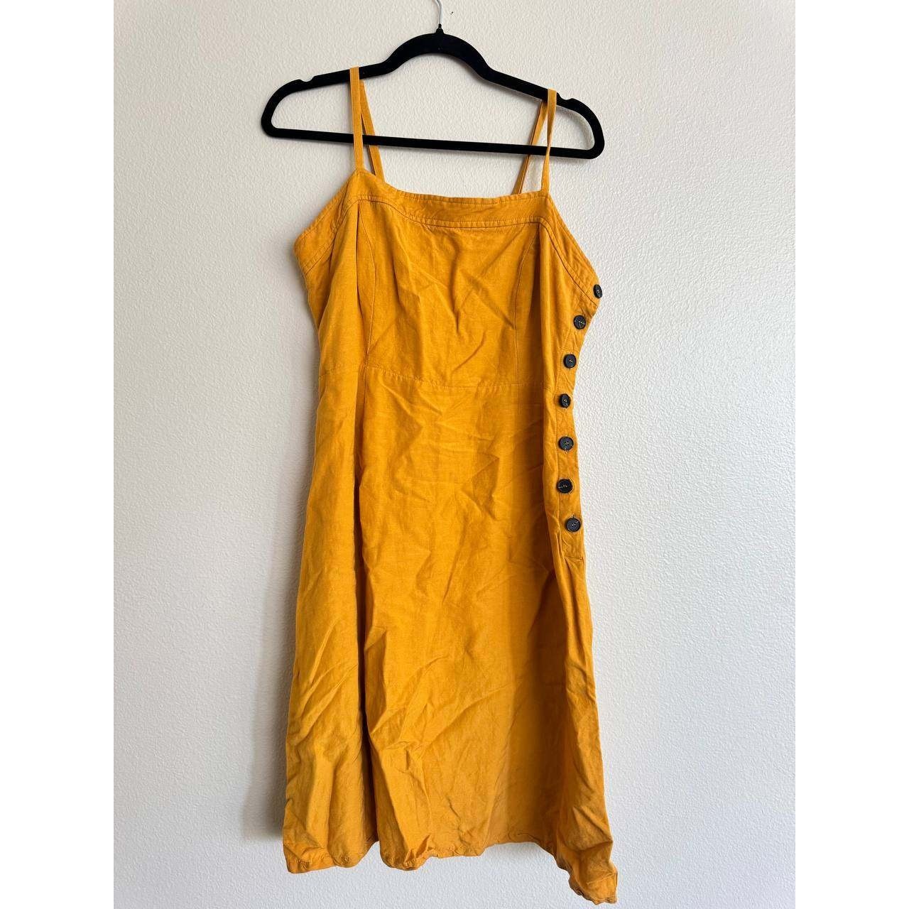 Anthropologie HD In Paris Golden Culotte Dress Linen Smocked Sundress M Boho