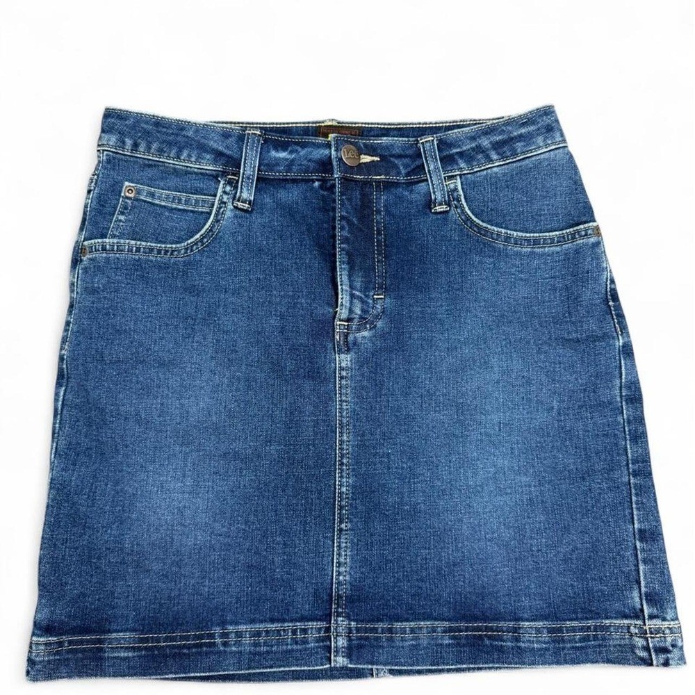 VTG Style Lee Denim Skort Medium Wash Indigo Mini Skirt Shorts – Size 6 Y2K
