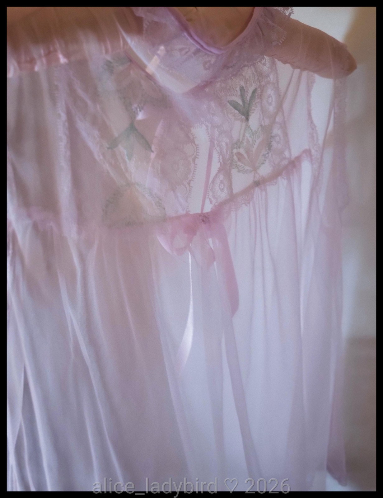 Vintage SHEER Babydoll TOP Vest CHIFFON Peignoir Satin BOW Bed Jacket ~xs/s/m