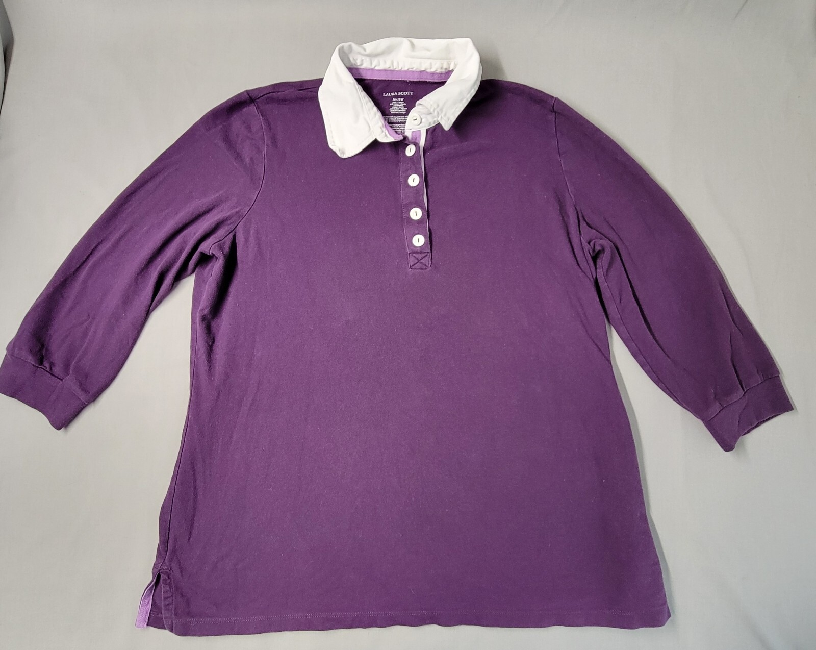 Vintage Laura Scott Womens Shirt Purple Long Sleeve White Collar Sz 16 18 W