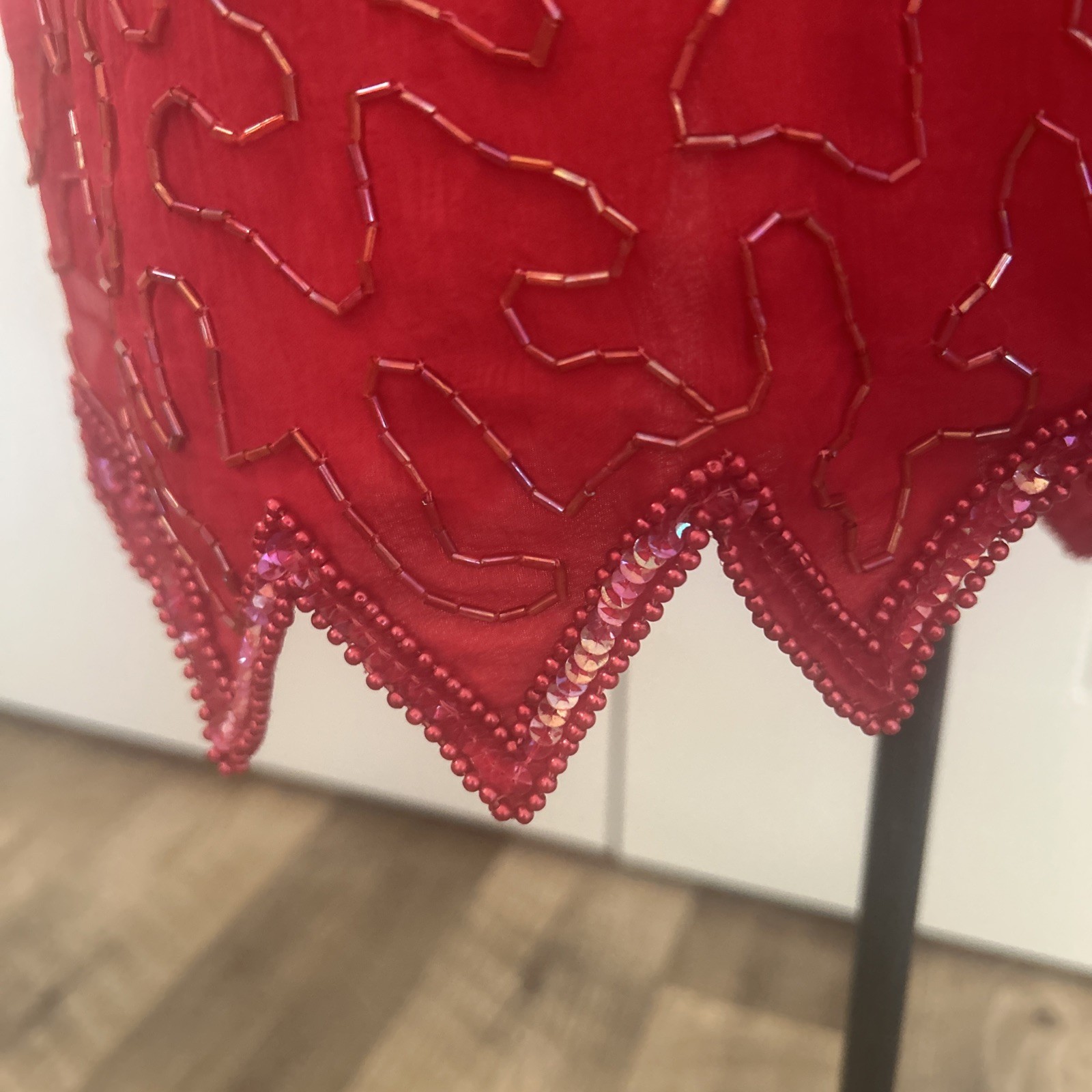 Vintage 1980’s Laurence Kazar New York Beaded Sequined Red Dress Size M