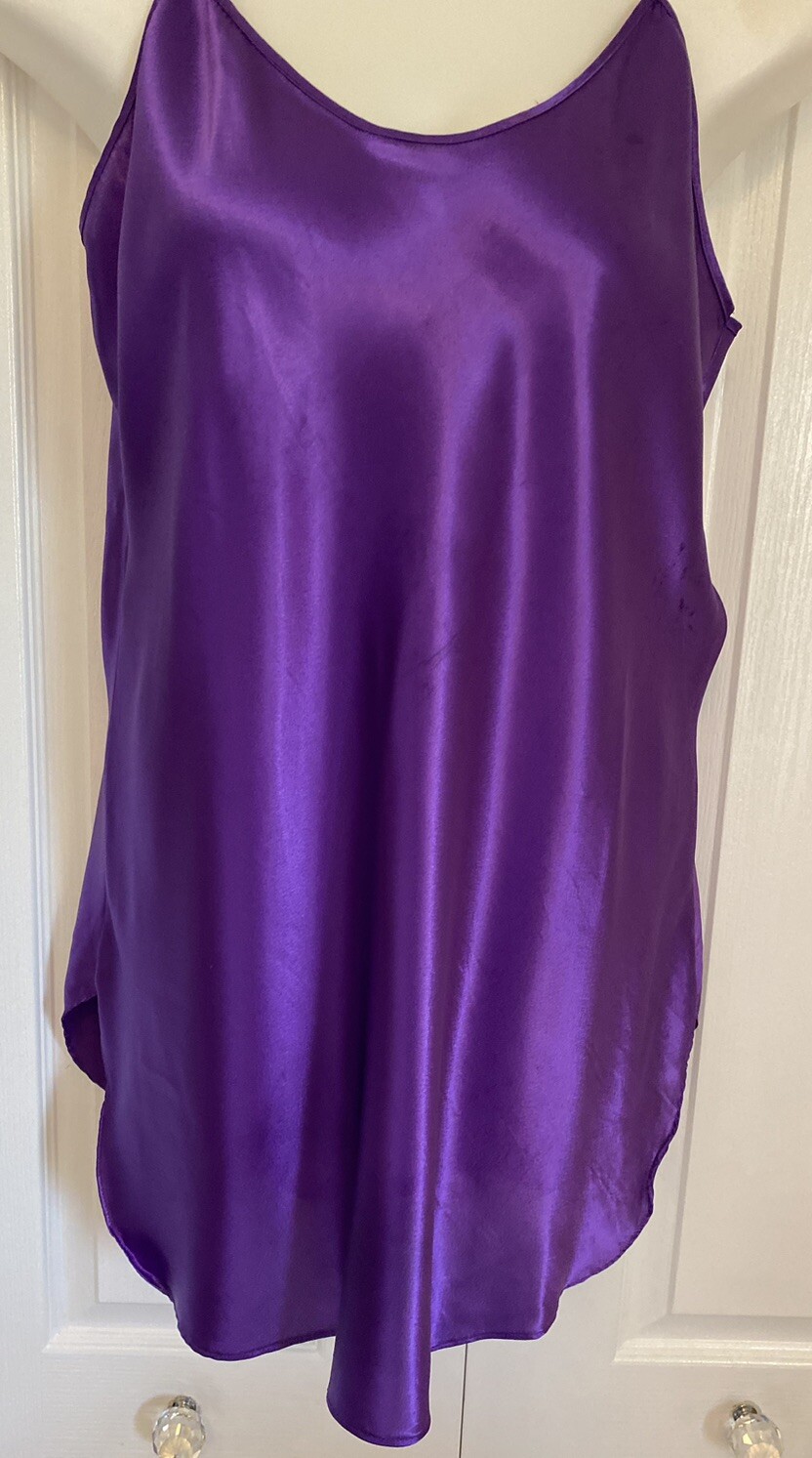 INTIMATE MOODS Purple Liquid Satin Nightgown Spaghetti Strap Chemise Sexy Medium