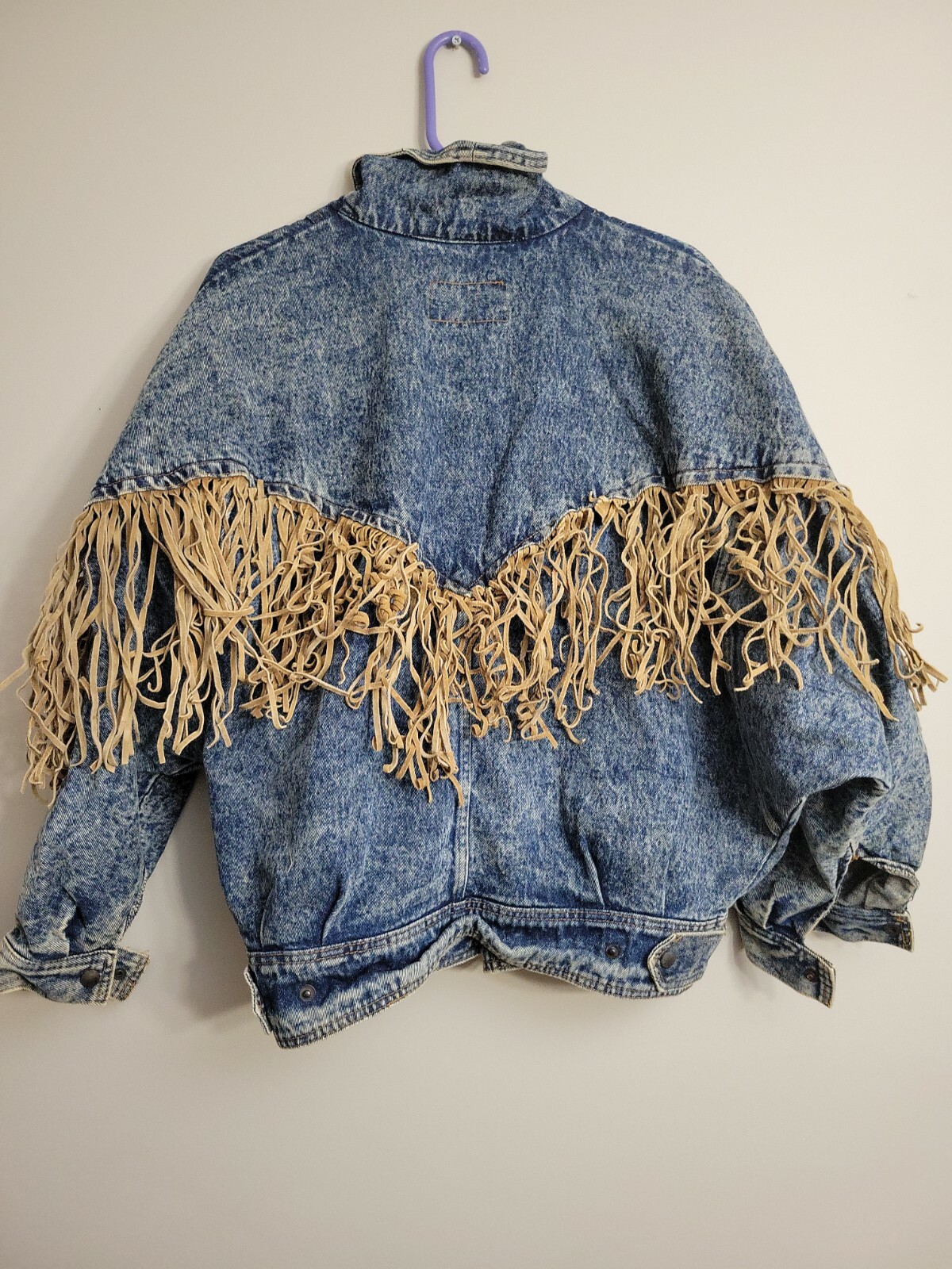 Vintage Learsi Jean Jacket With Leather Fringe Women’s M cowhide