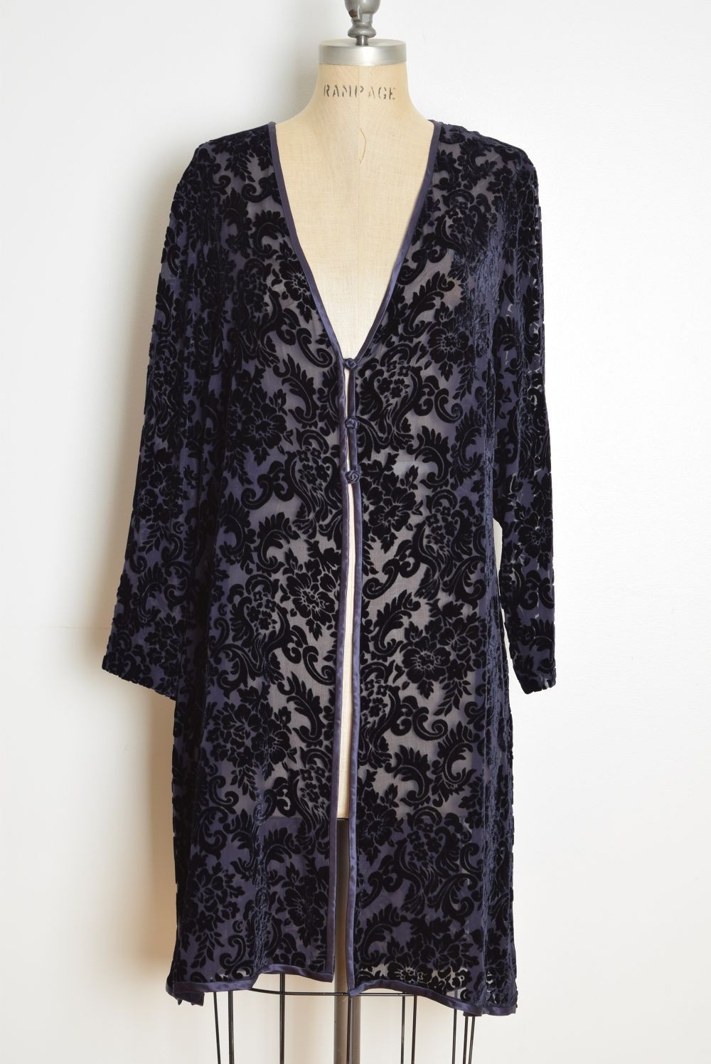 vintage Y2K dress jacket set Spenser Jeremy navy-plum silk burnout velvet L 16