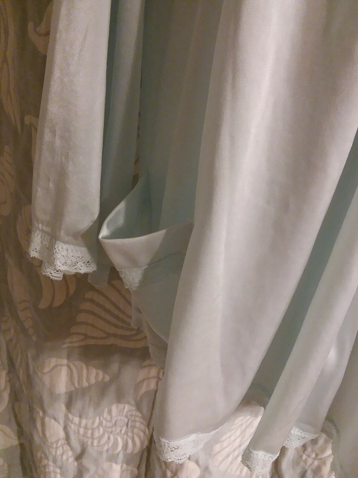 Vintage lingerie Shadowline lacy button front Bed Jacket Light Blue m medium