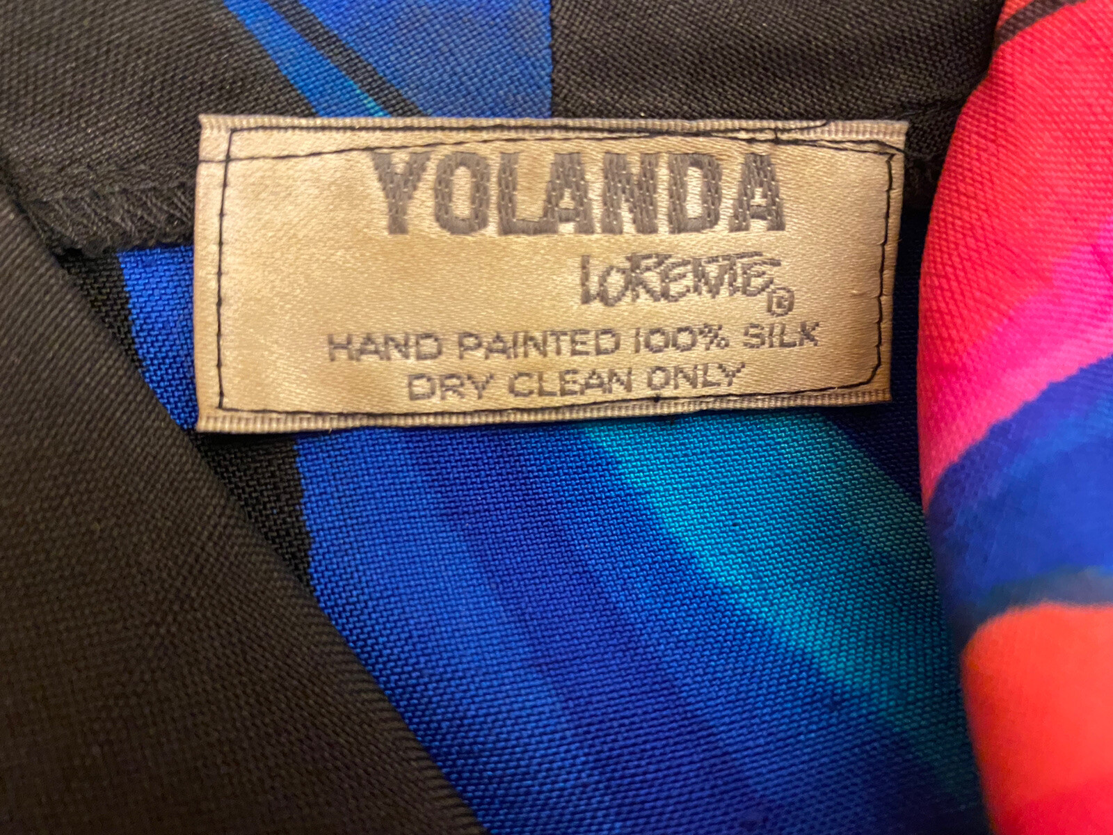 Vintage 1980 Yolanda Loreme Hand Painted Silk Vibrant Color Block Retro Costume