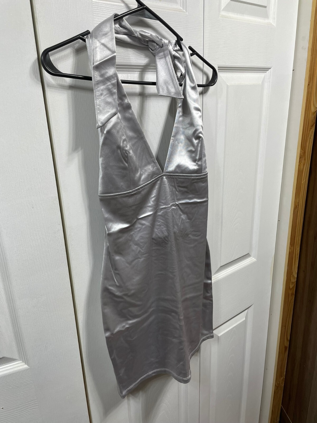 NWT M VINTAGE SATIN NYLON SECOND SKIN BODYSUIT MINI DRESS BODY CON EVENING