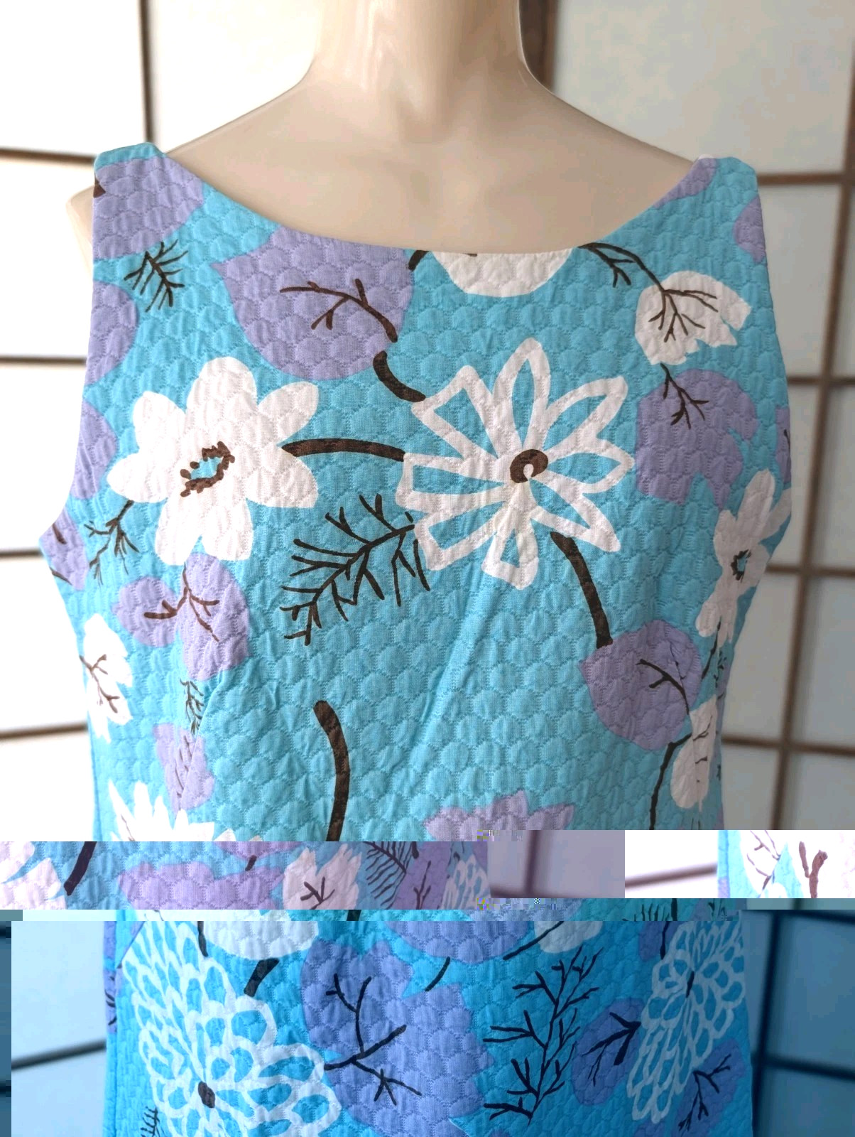 Vtg Sears Hawaiian Fashions 1970s Maxi Hawaiian Dress Muu Muu Quilted XL XXL