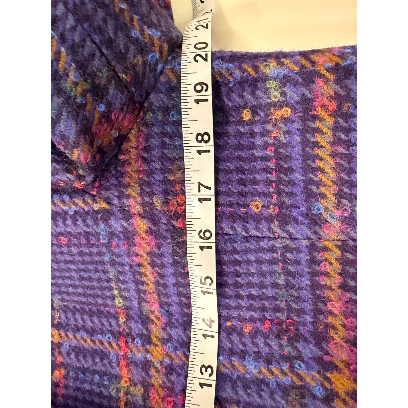 Lombardi Inc Vintage Purple Plaid Wool Cropped Jacket Fringe Button Up Size 14