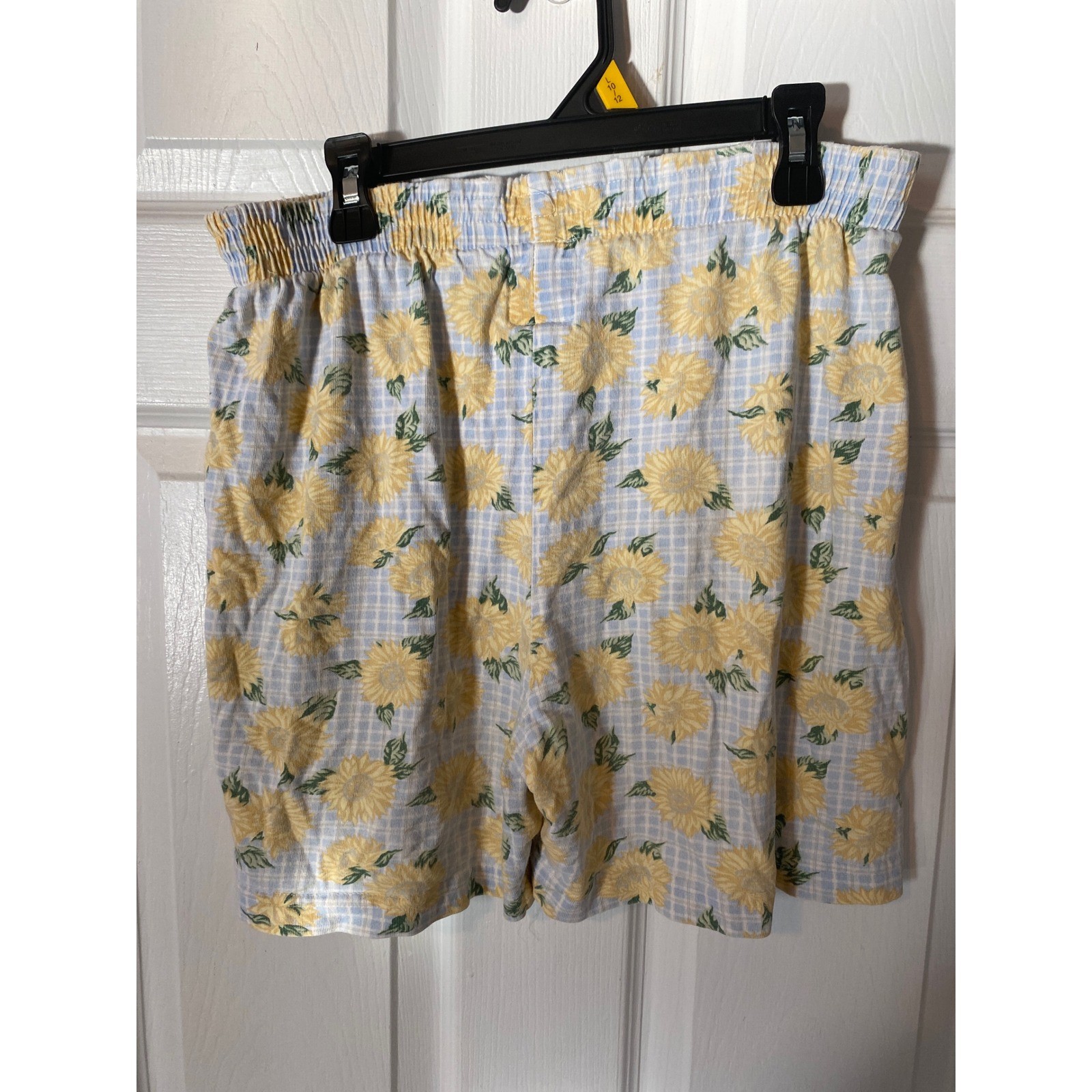 Vintage EBGB Sunflower Gingham Shorts Cotton Made in USA Yellow Blue Medium