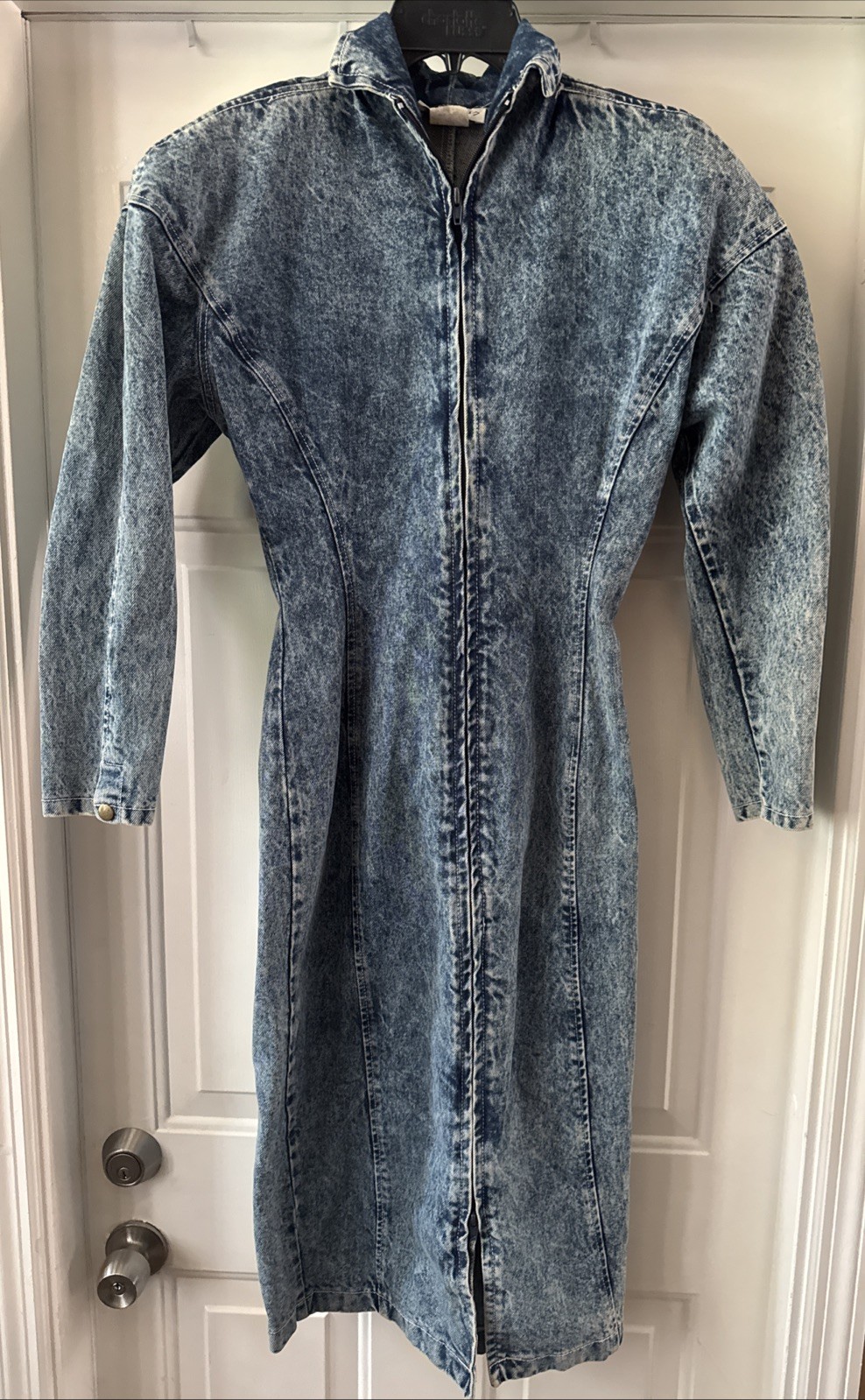 VTG 80’s Paris Blues Acid Washed Denim Full Zip Dress USA 1065C 6012 Size 11