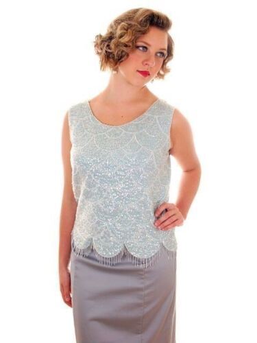 VTG Womens Shell Top Sleeveless Sequin Sweater Shimmy 60s Beaded Various Colors