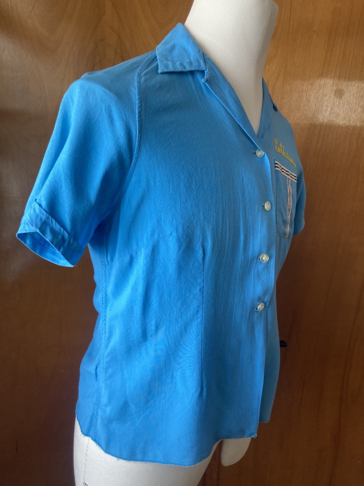 Vintage rockabilly gabardine women’s bowling shirt (M) VLV!