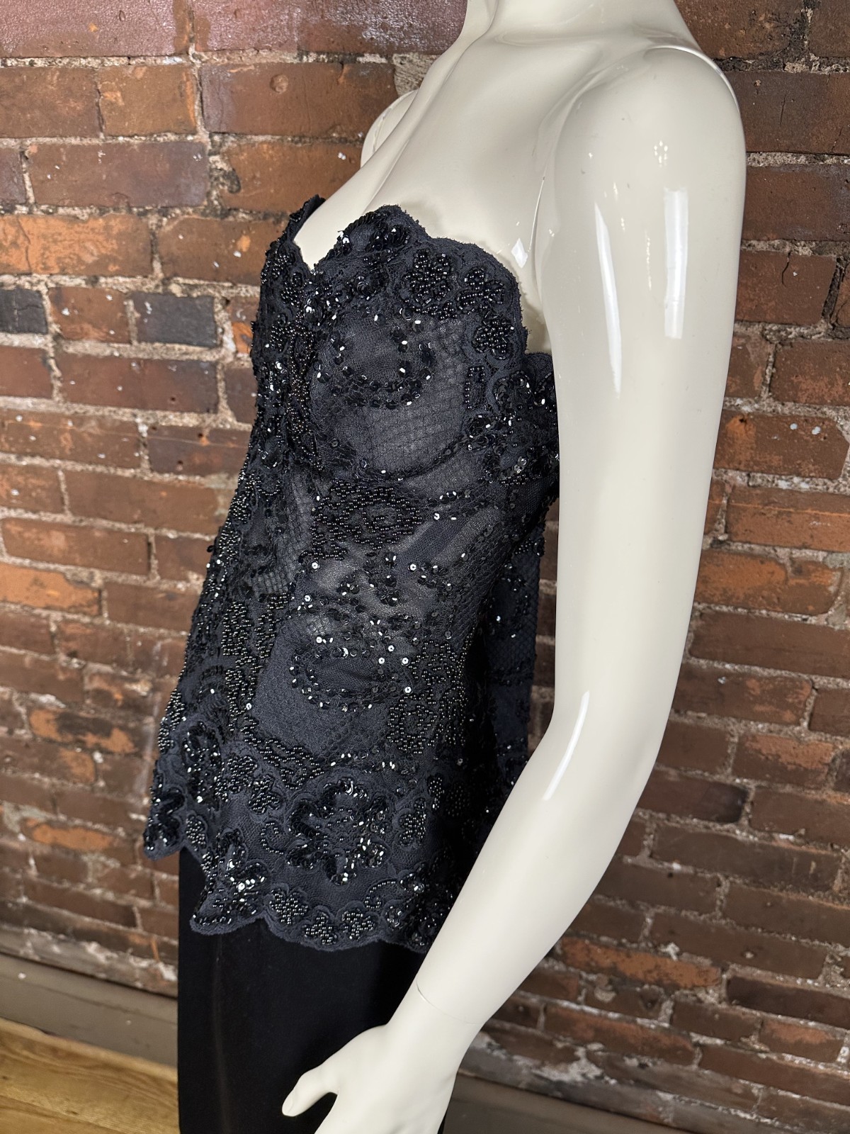 NWT VTG 1990s MICHAEL CASEY VICKY TIEL Black Lace Corset Maxi Skirt Two Piece