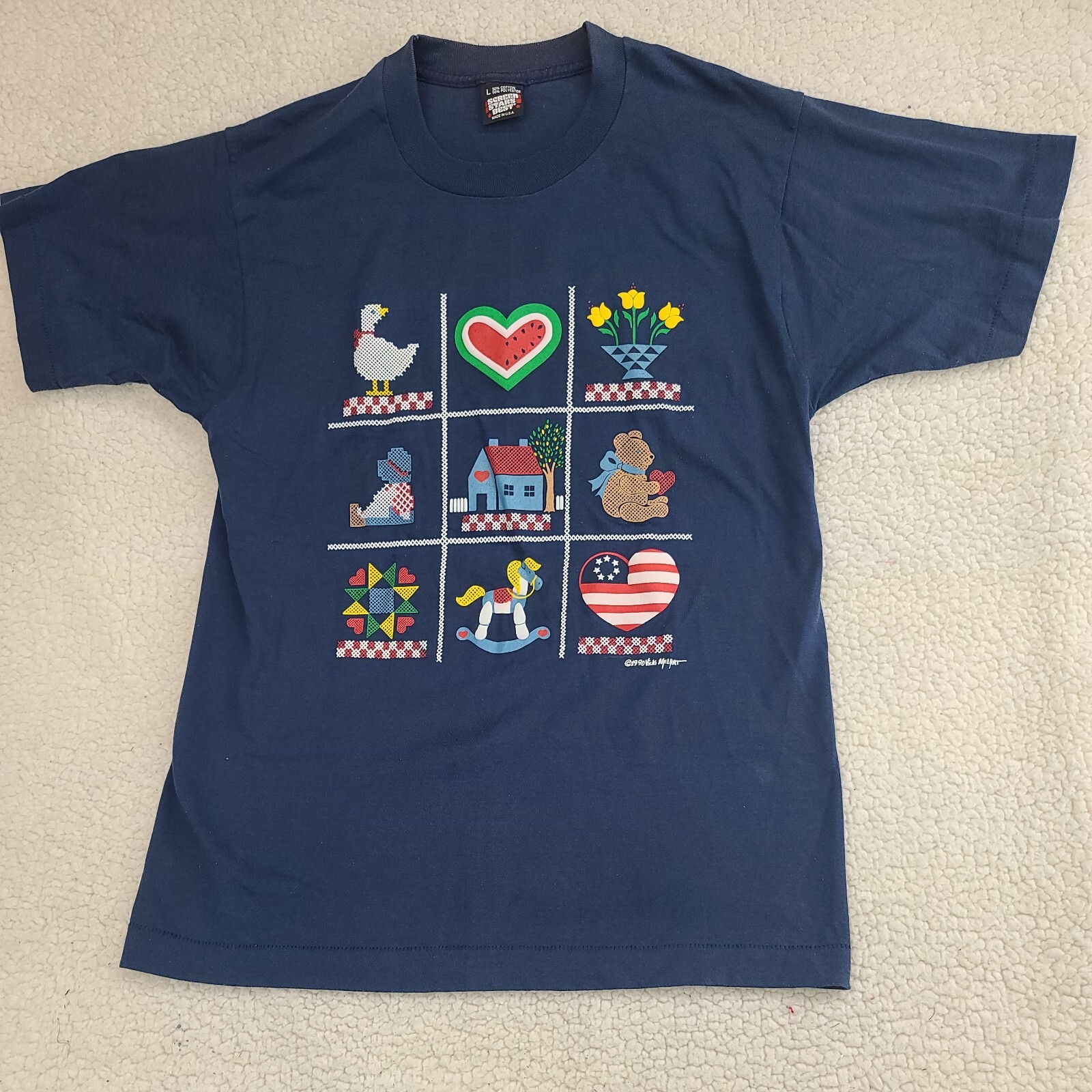 Screen Stars Best T Shirt Womens Large Rocking Horse 90’s Graphic USA Made VTG