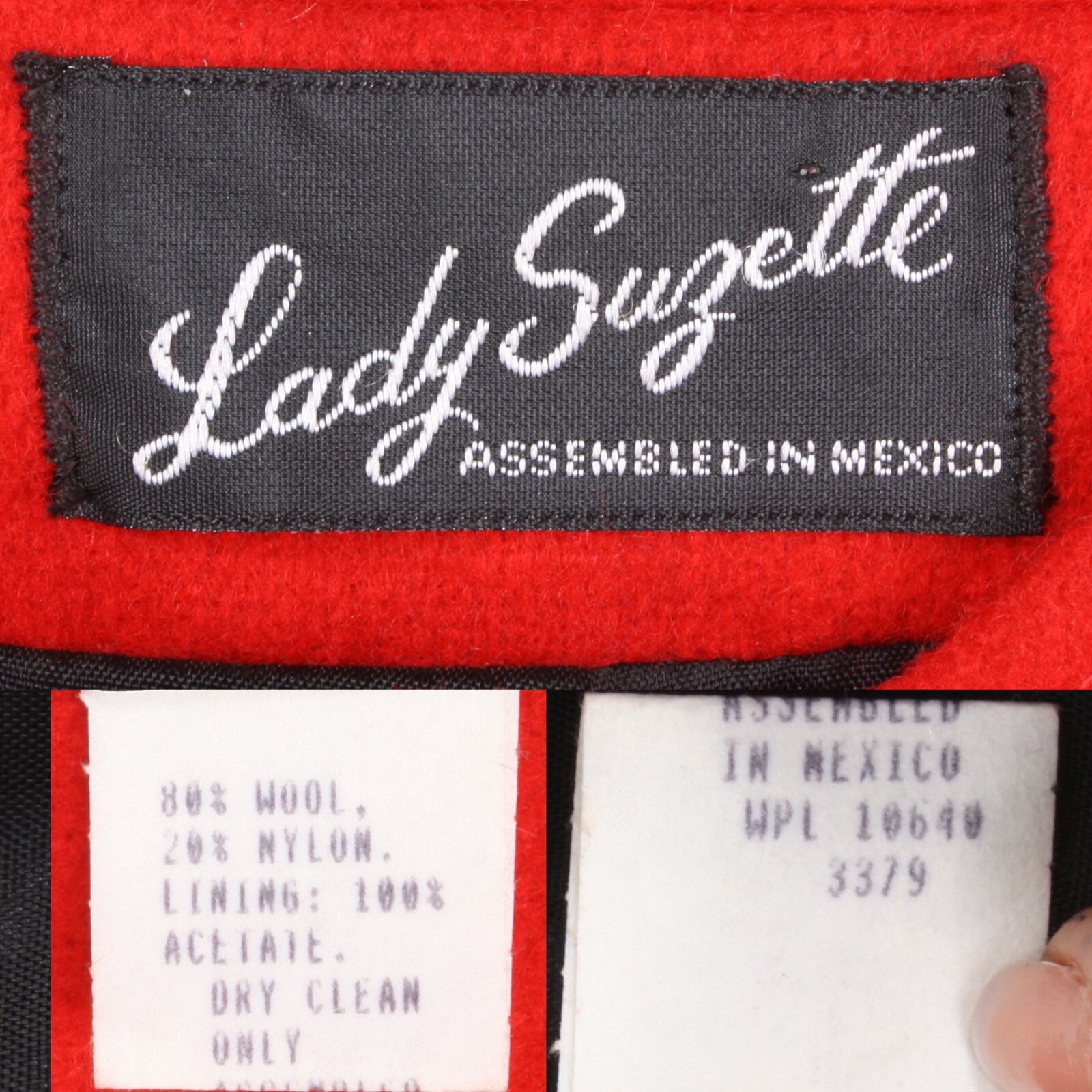 OSFM Vintage 80s Lady Suzette Red Wool Leg of Mutton Sleeve Jacket Coat 90s