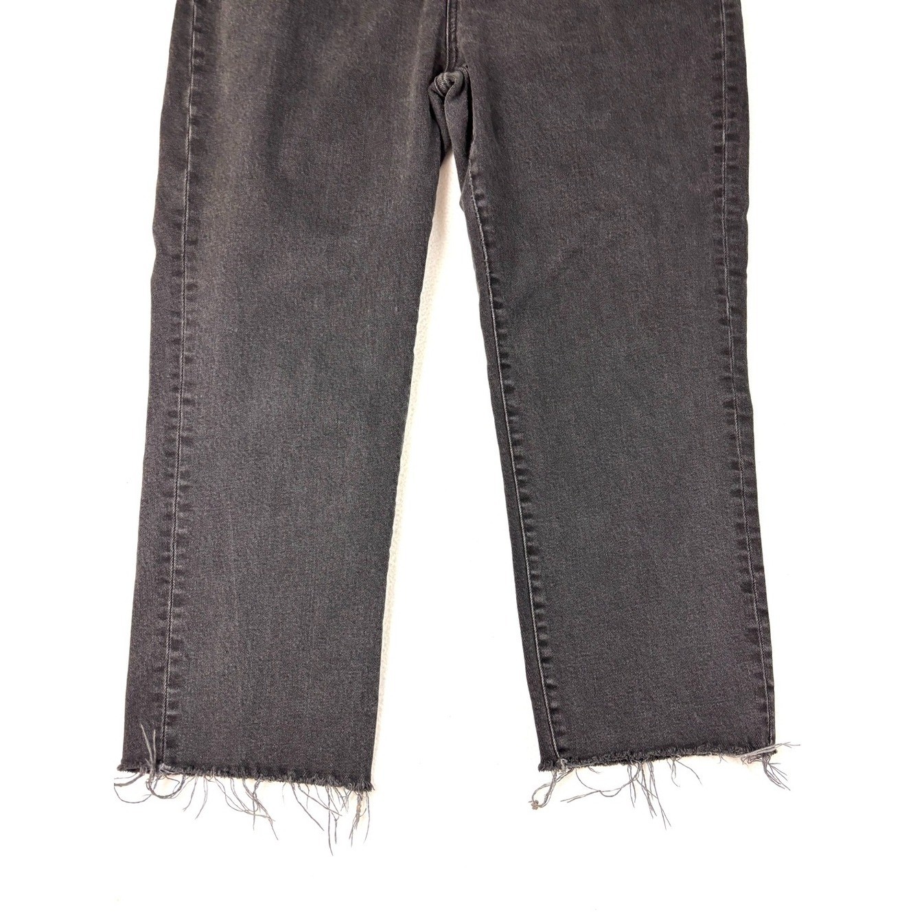 Madewell The Perfect Vintage Jean Fade Black Charcoal Gray Distress Raw Hem (32)