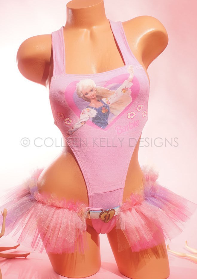 Colleen Kelly VINTAGE COUTURE „Barbie Love One-pc” cut rare t-shirt to swimsuit