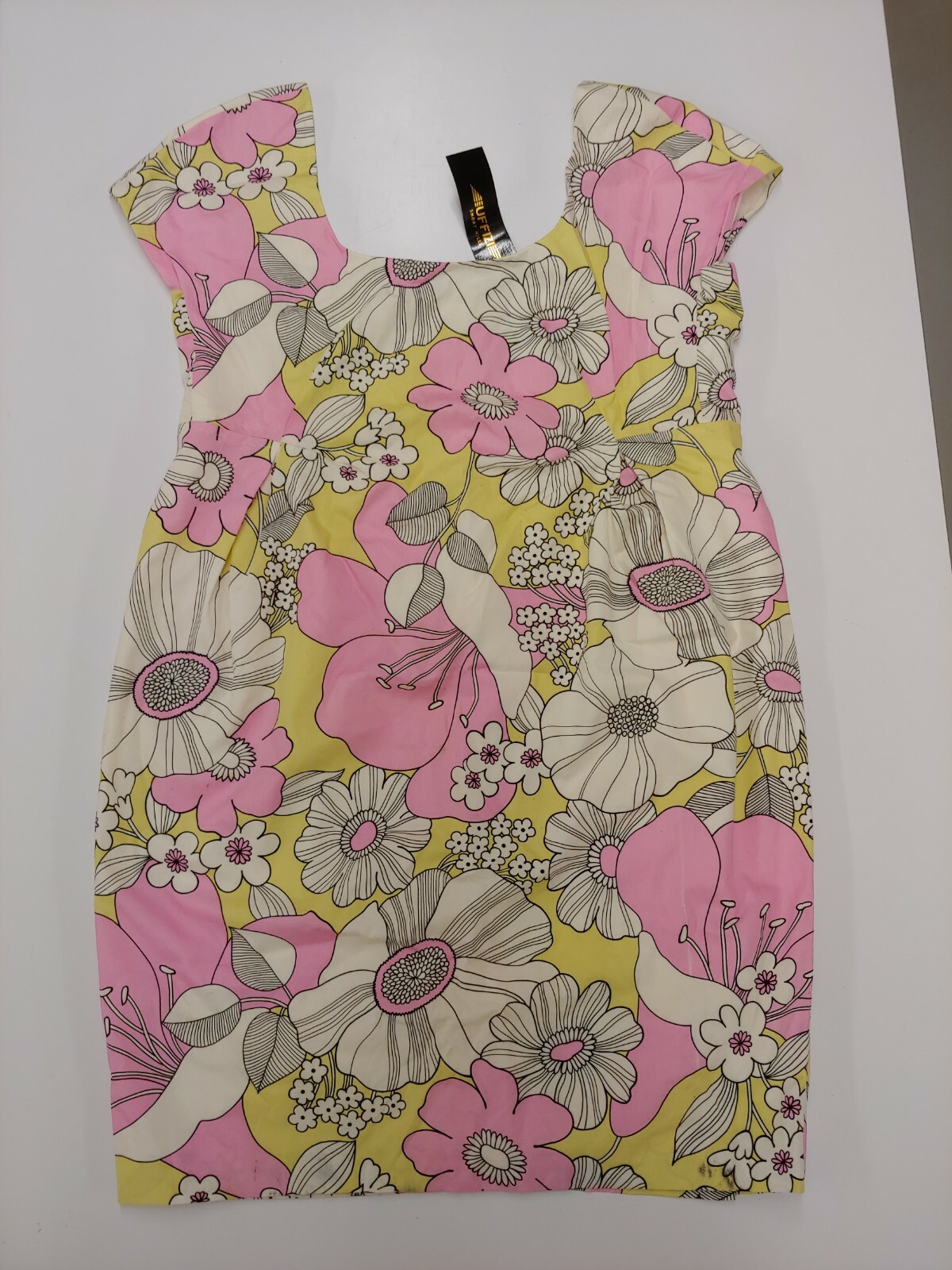 Uffizi Magnolia Sateen Sundress Pink & Yellow Floral Psychedelic Print Size 46