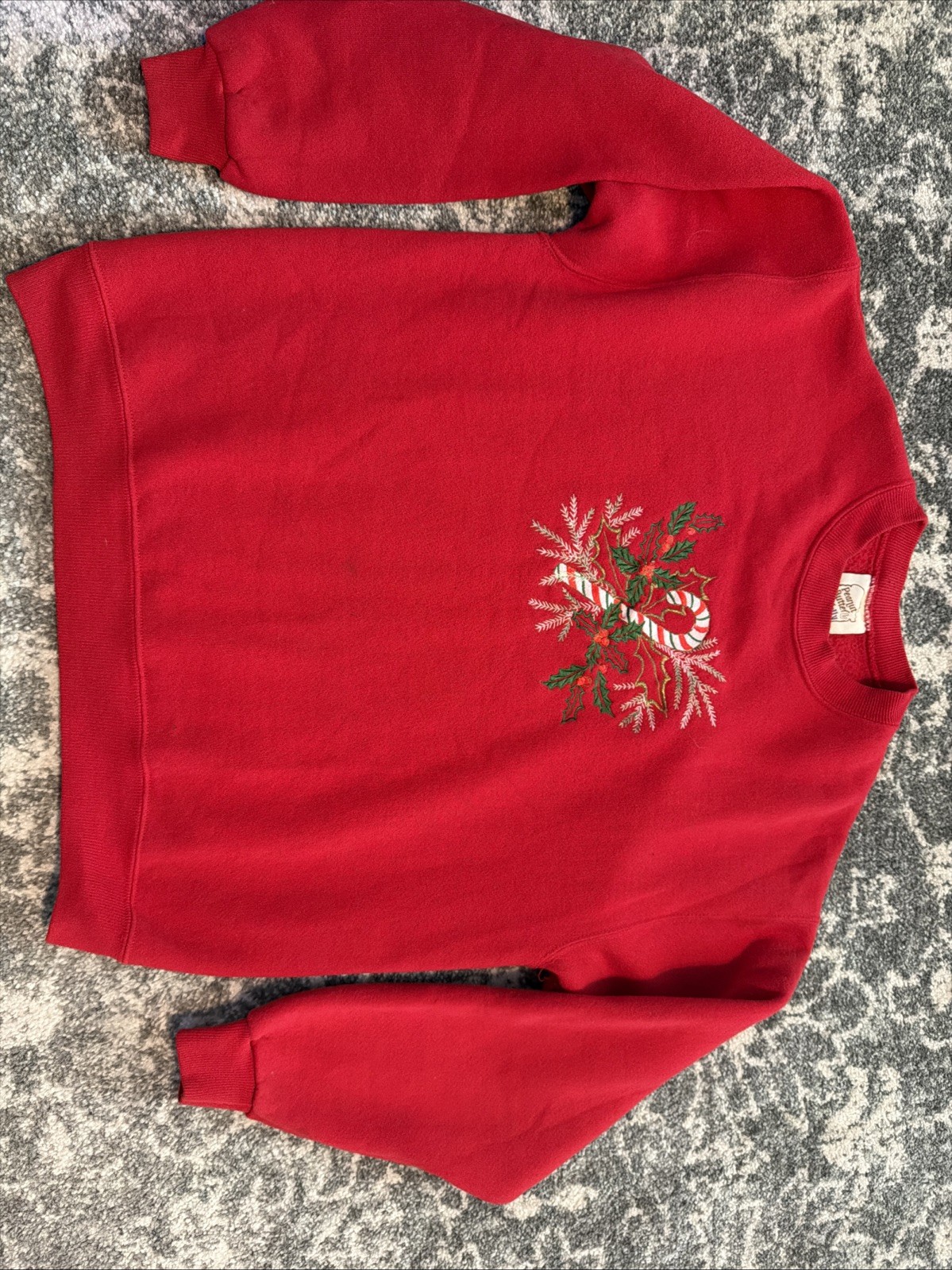 Vintage 1980s Women’s Christmas Holiday Red Sweatshirt M Peanut Butter & Jelly