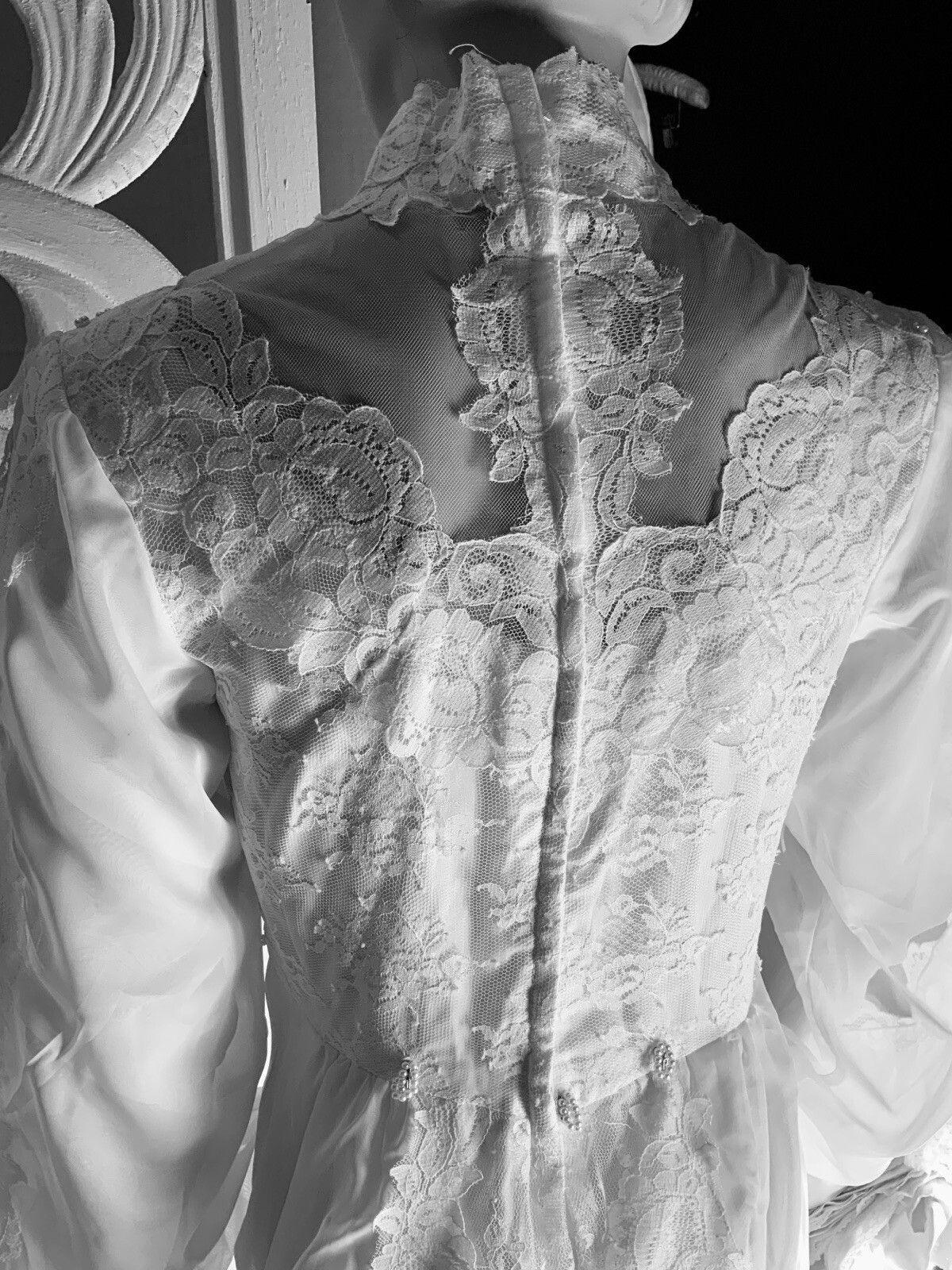Vtg 1980’s Wedding Dress Powder Puff White Cottage Core Small-Med