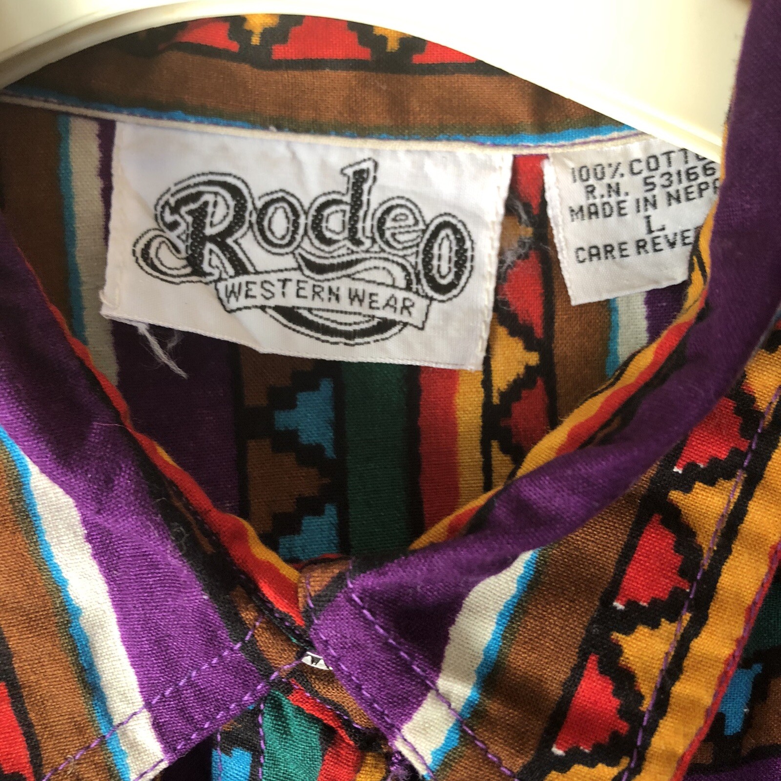 VTG Rodeo Western Wear Women Large Long Sleeve Button Shirt Vest Aztec Southwest