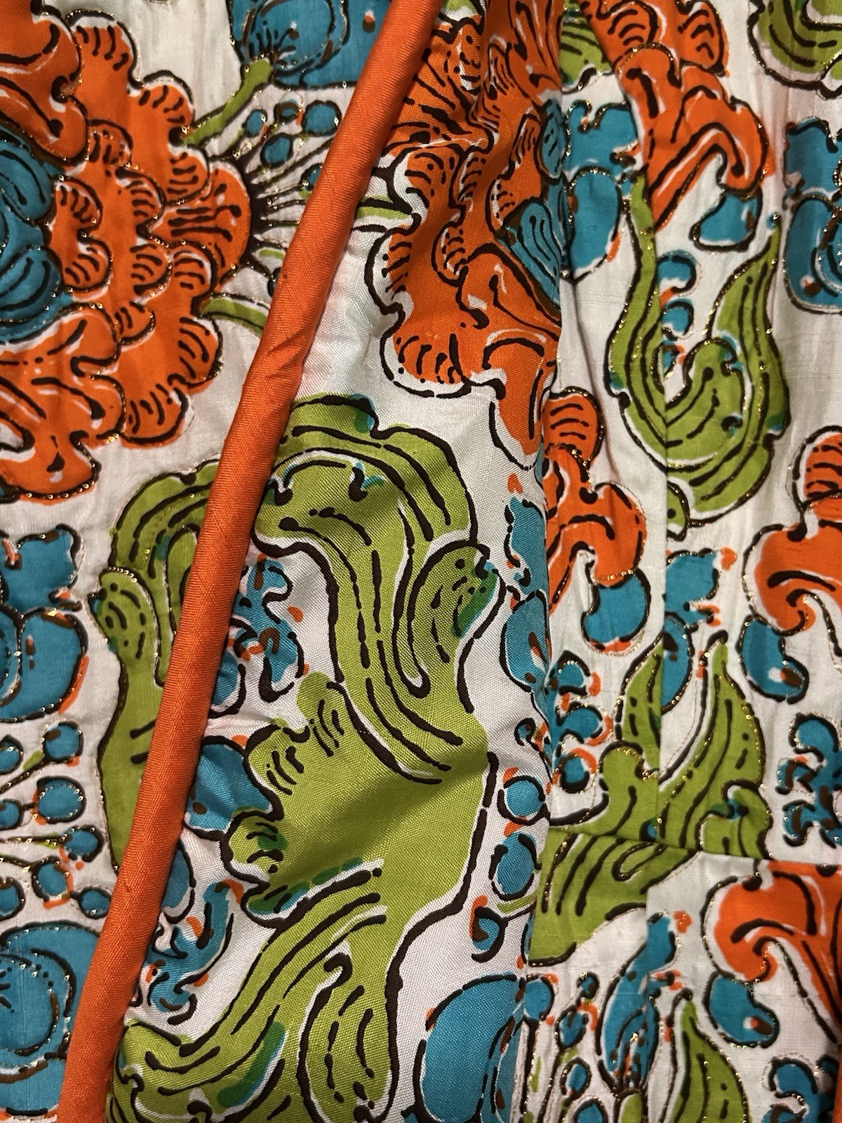VTG 1970s Saks Fifth Ave 100% Silk Maxi Dress & Matching Scarf |Floral| Size 12