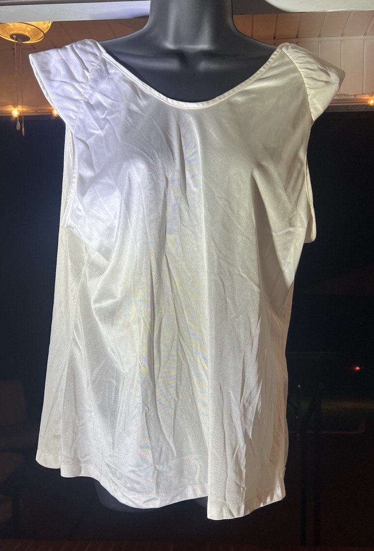 Vintage Bali Nylon Camisole Womens Size 44 White Padded Shoulders Antron USA