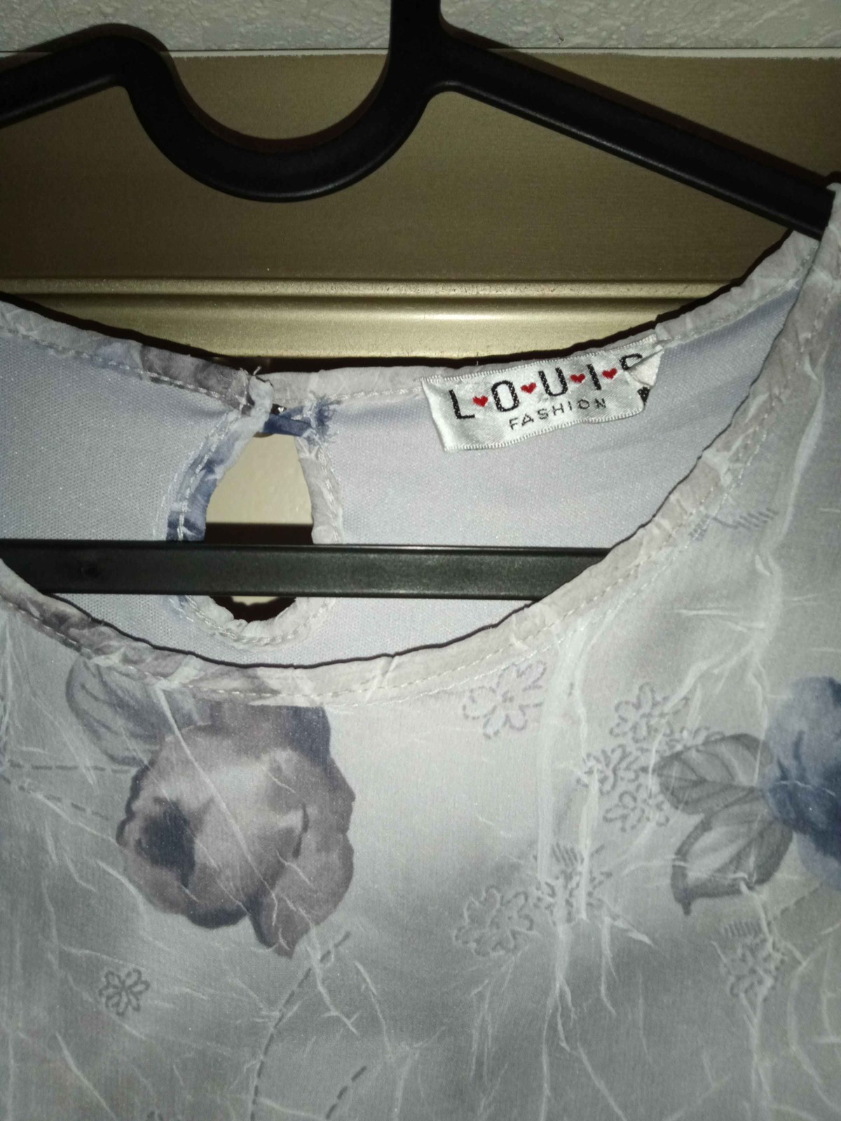 Vintage Grey and Blue Hazy Flower Dress – 90s, Medium