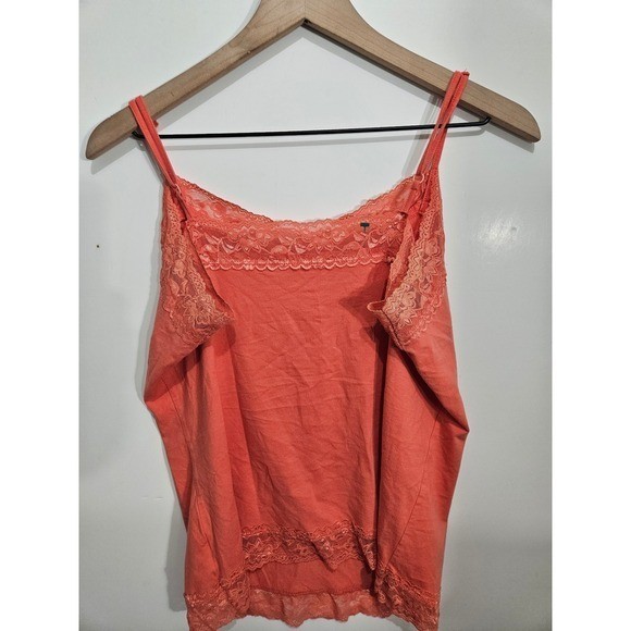Van Heusen Coral Orange Lace Trim Camisole Top Adjustable Straps Women Large