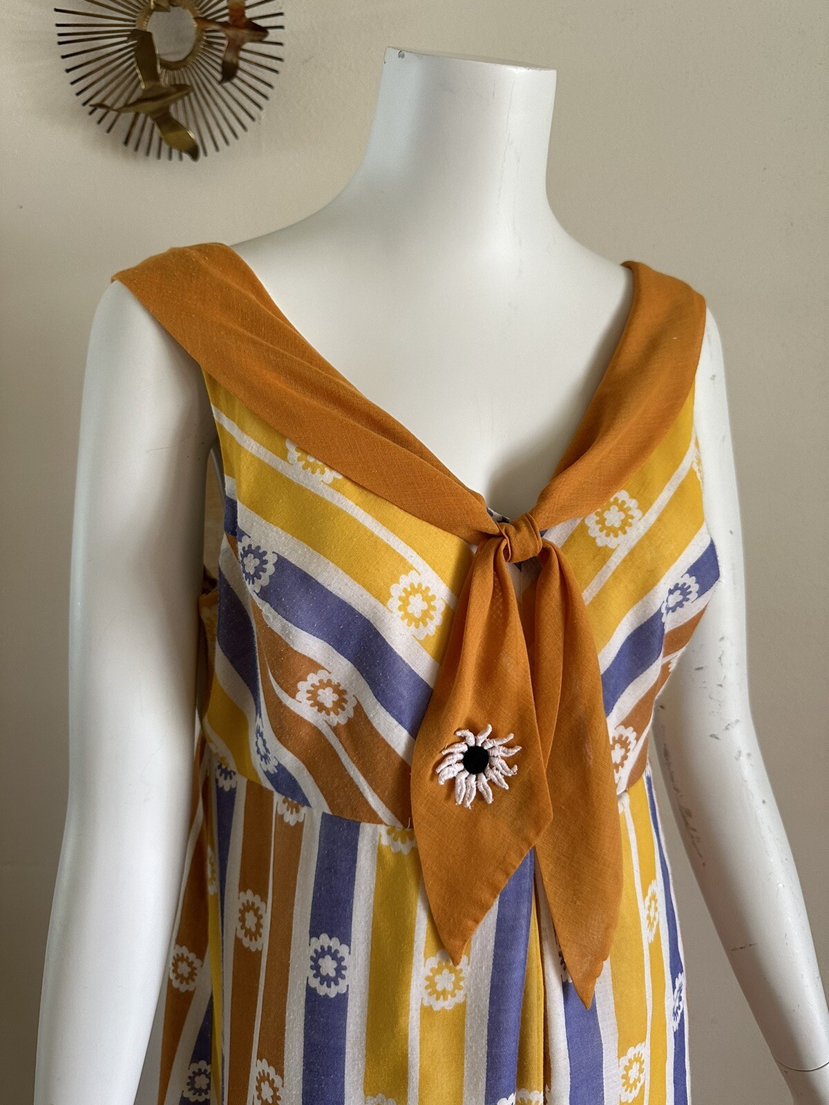 1970s Sears Hawaiian Fashions Maxi Dress Flower Power Daisy Groovy Mod 60s VTG