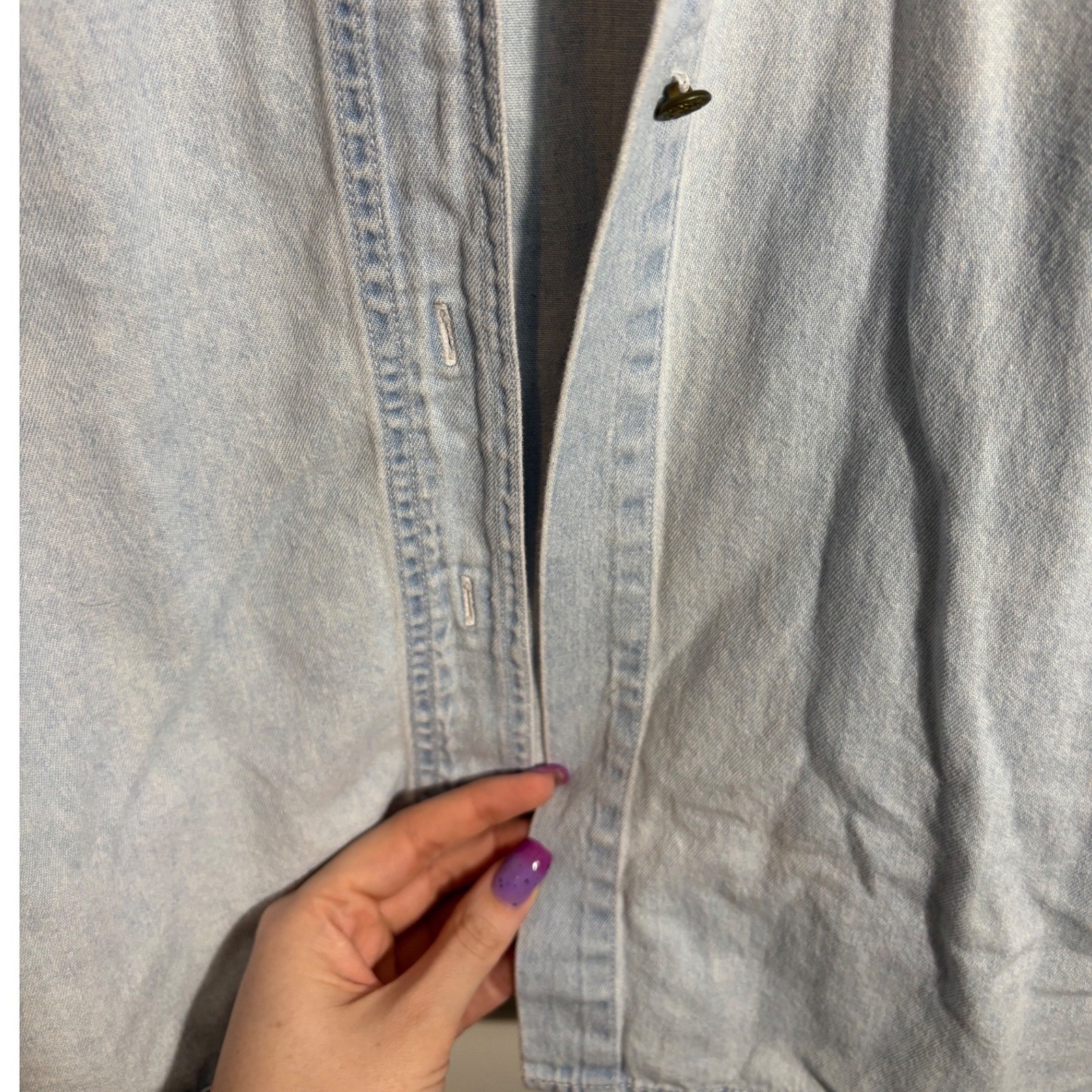 Vintage Tia Designs 'Jackpot’ Slot Machine Embroidered Denim Button Down Size L