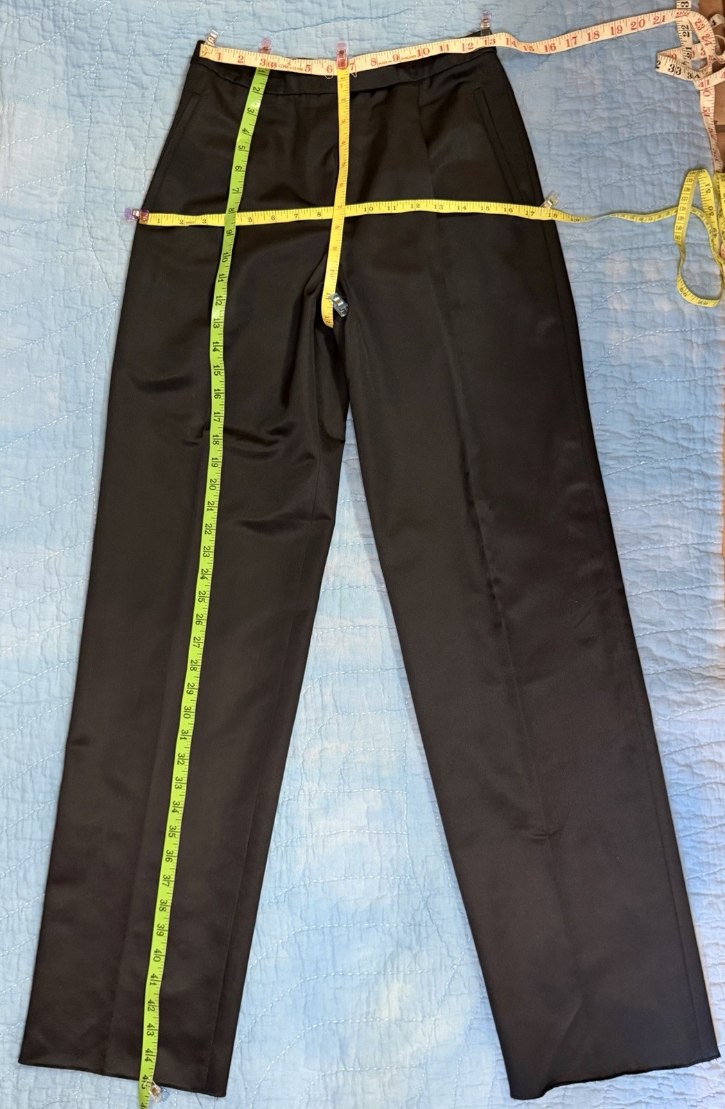 NWT $445 VTG Armani Collezioni Silk Wool Black Pleated Trouser Pants Raw Hem 4