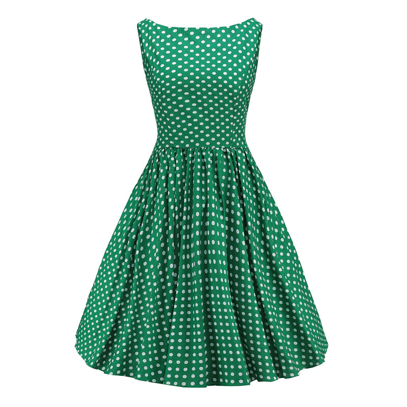 Retro Rockabilly 50s 60s Swing Vintage Dress Casual Print Floral Polka Dot Dress
