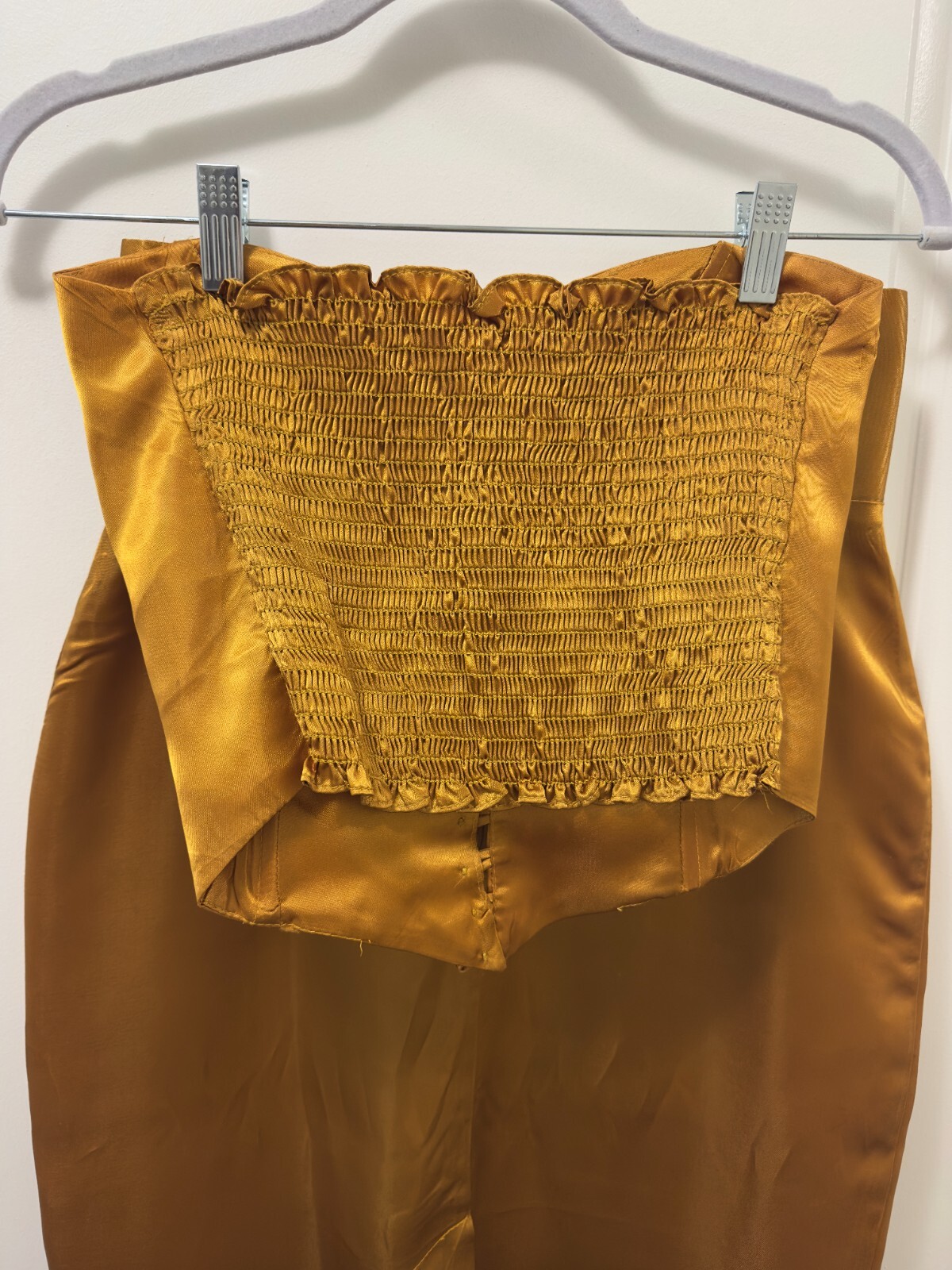 1980’s Acetate Metallic Gold Skirt with Button Corset, Vintage Clothing