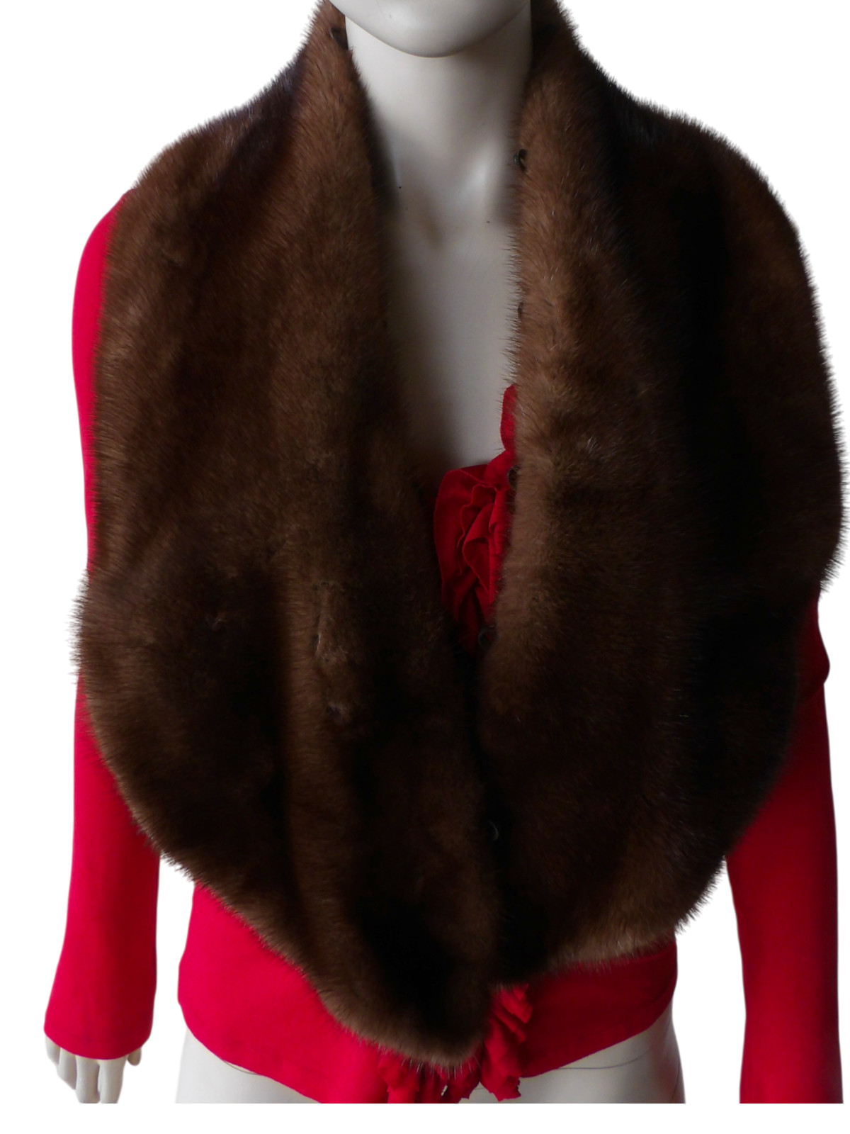 Vintage Large Mink Fur Shawl Collar Caplet 48″x6″ in Neiman Marcus Quiet Luxury