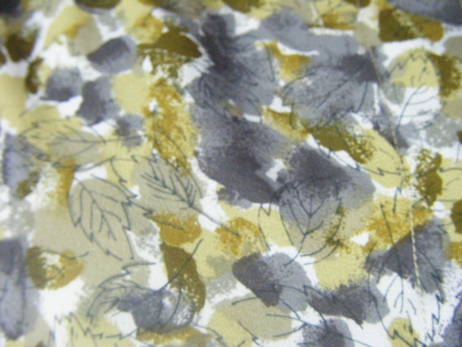 VERA NEUMANN Vtg 70s Grey Brown Leaf Printed Shirt-Bust 39/S-M