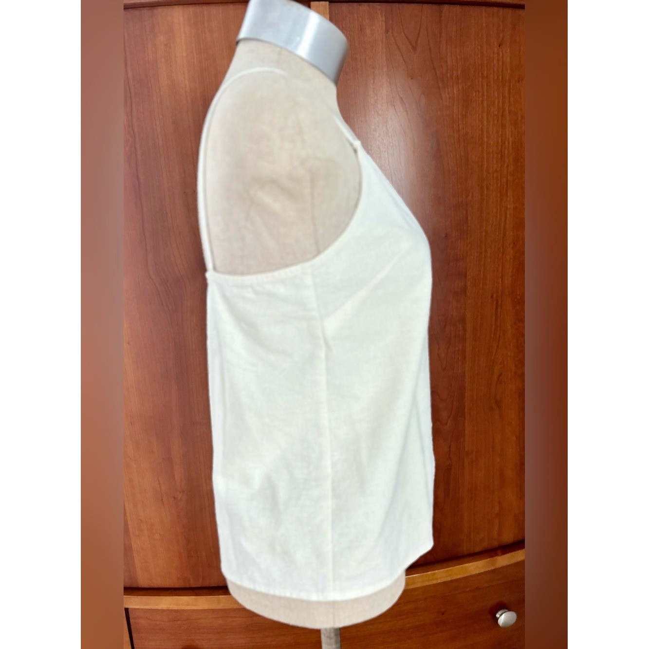 Topshop Ivory Linen Blend Button Front V-Neck Cami Top Size US 4