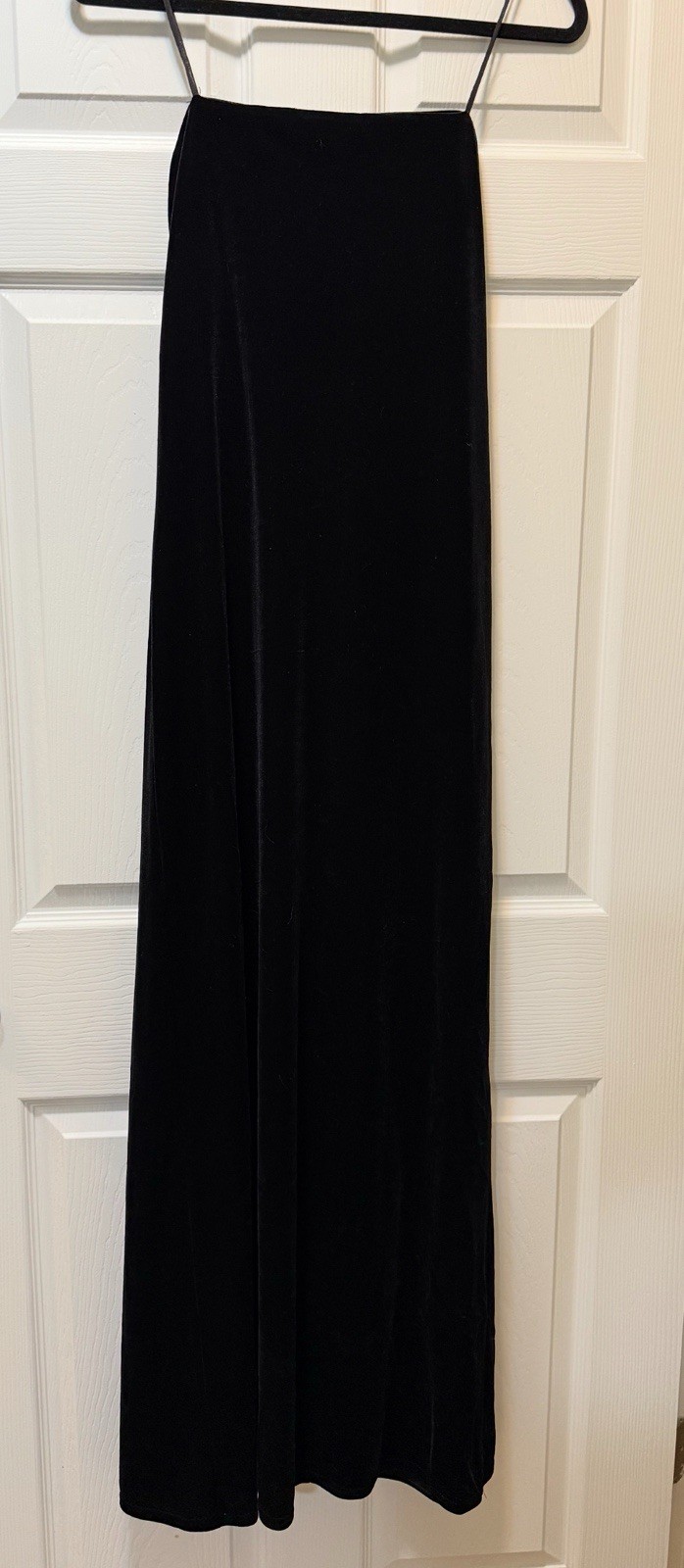 Onyx Nite Vintage 90s Sq. Neck Blk Velvet Spaghetti Strap Maxi Dress Whimsygoth