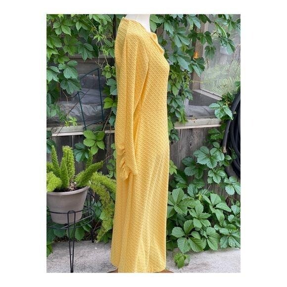 Vintage | 60s Maxi Dress Leg O Mutton Sleeve Quilted Waffle Knit Sz M