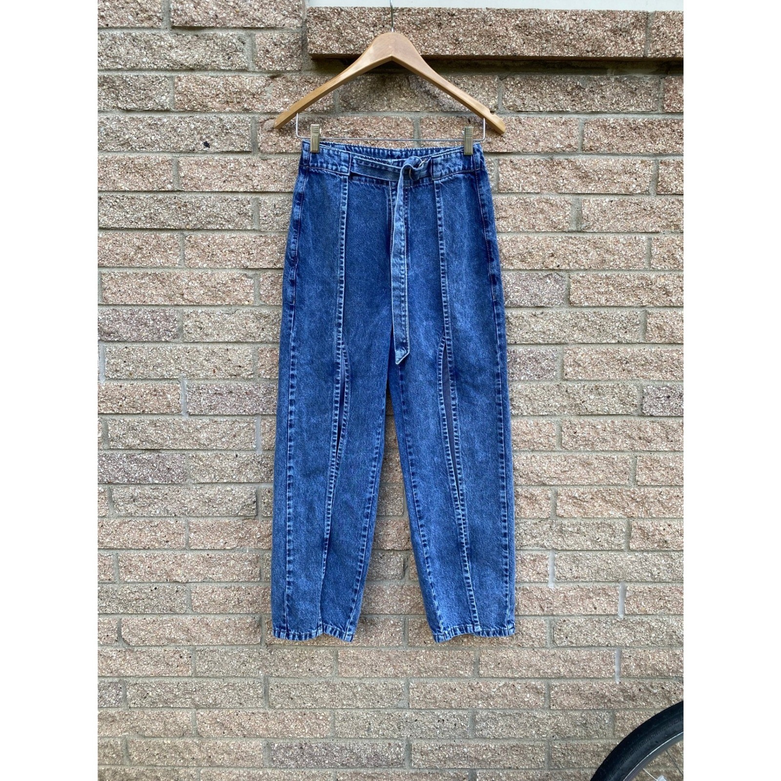 Vintage 1990s High Waist Denim Chaps Jeans Slits 6 Western Cowgirl Barrel Boho